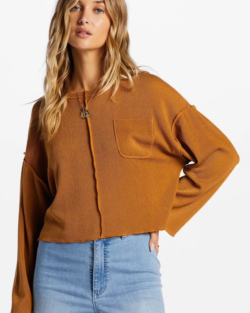 Billabong You Seam Happy Rib Knit Top - Cider