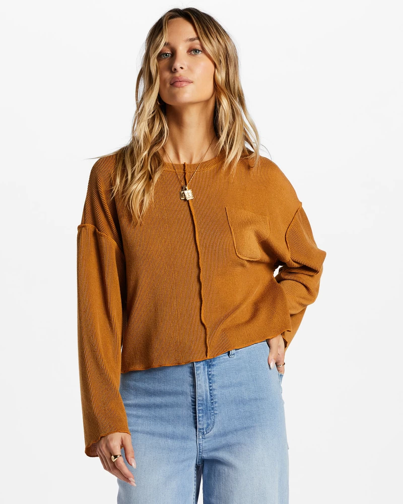 Billabong You Seam Happy Rib Knit Top - Cider