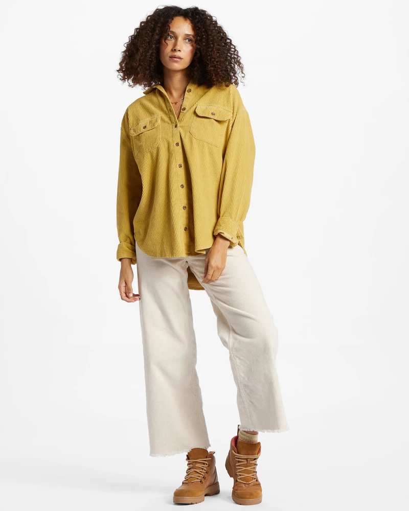 Billabong So Stoked Cord Long Sleeve Top - Kiwi