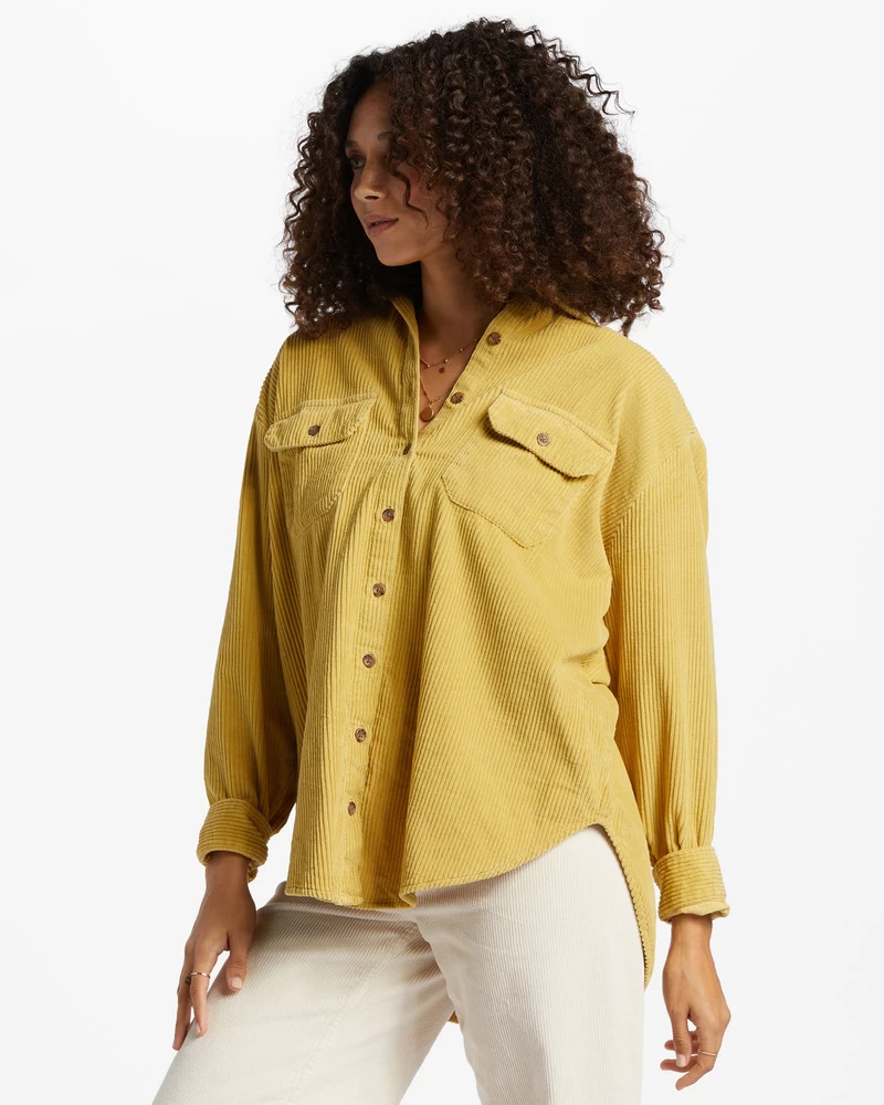 Billabong So Stoked Cord Long Sleeve Top - Kiwi