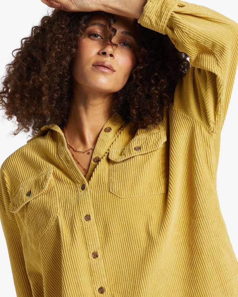 Billabong So Stoked Cord Long Sleeve Top - Kiwi