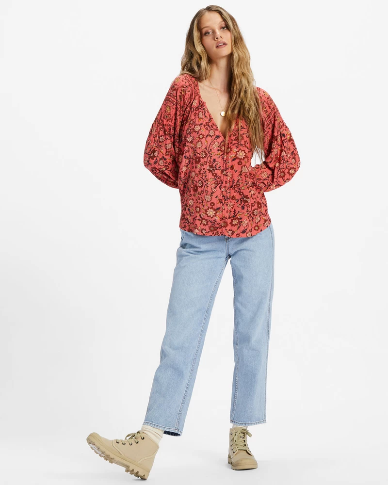 Billabong Shes A Dreamer Woven Shirt - Hibiscus