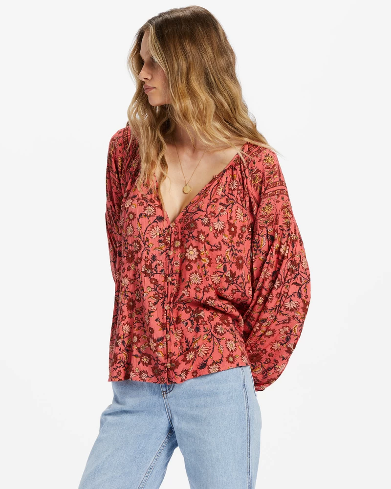 Billabong Shes A Dreamer Woven Shirt - Hibiscus