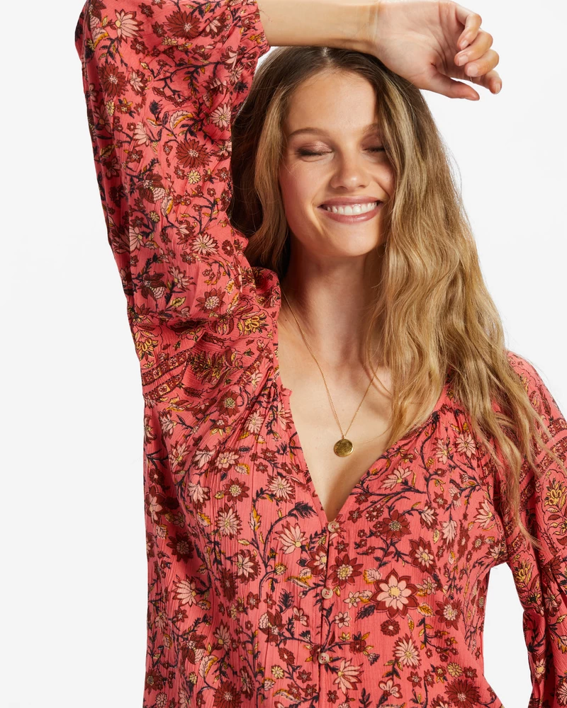 Billabong Shes A Dreamer Woven Shirt - Hibiscus
