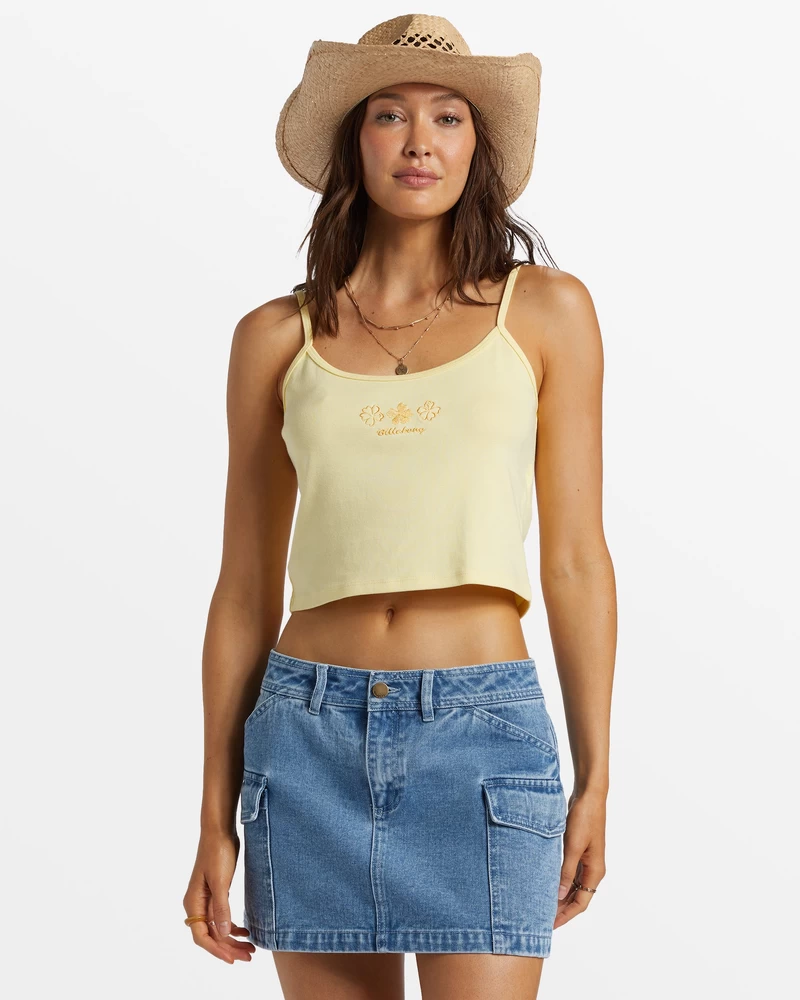 Billabong Aloe Cropped Tank Top - Mellow Yellow