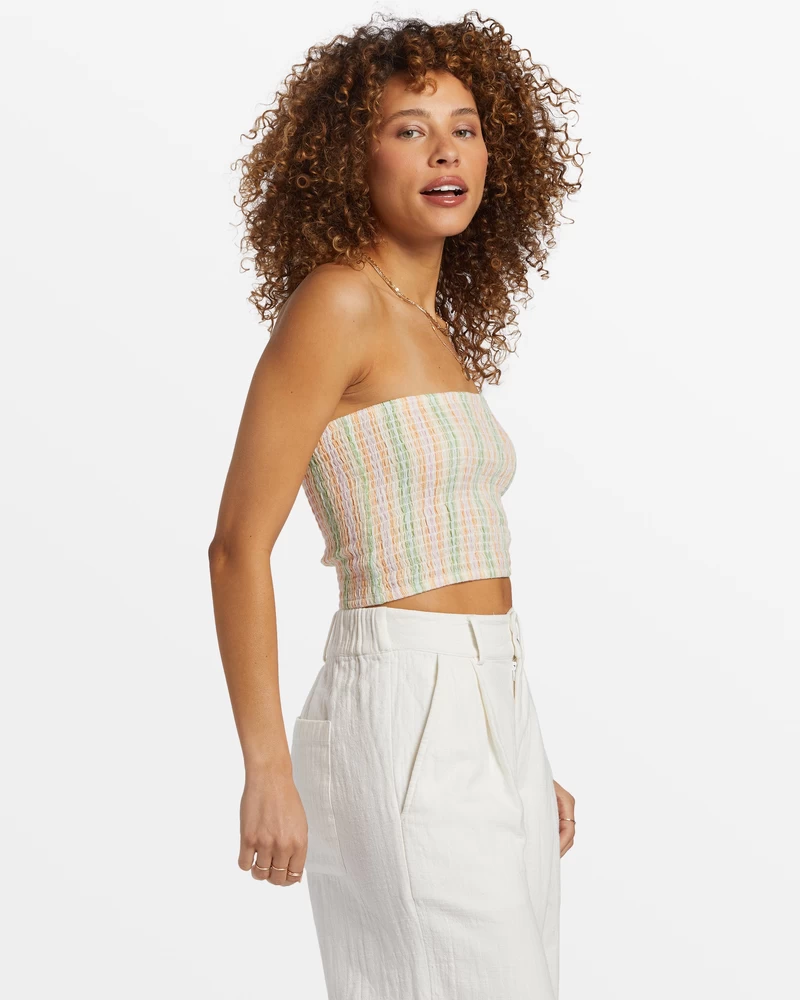 Billabong Keep It Simple Smocked Crop Top - Sweet Pink