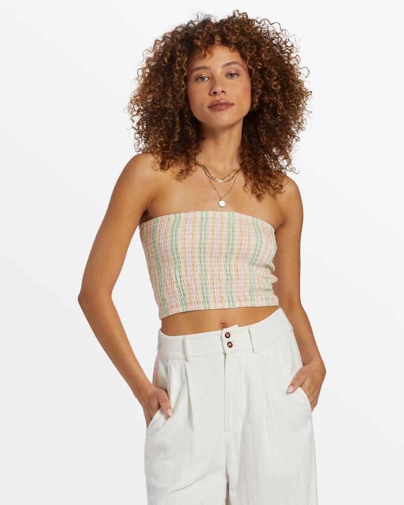 Billabong Keep It Simple Smocked Crop Top - Saldi Rozā