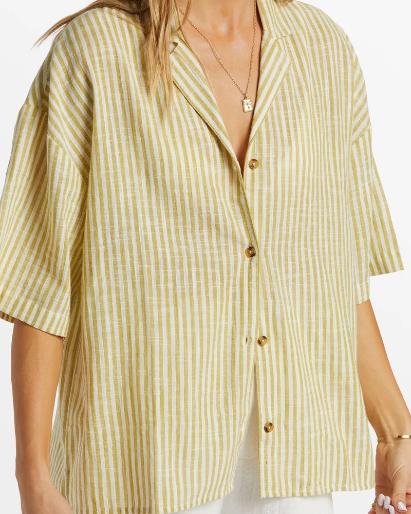 Billabong Beach Side Oversized Short Sleeve Shirt - Moss Joy
