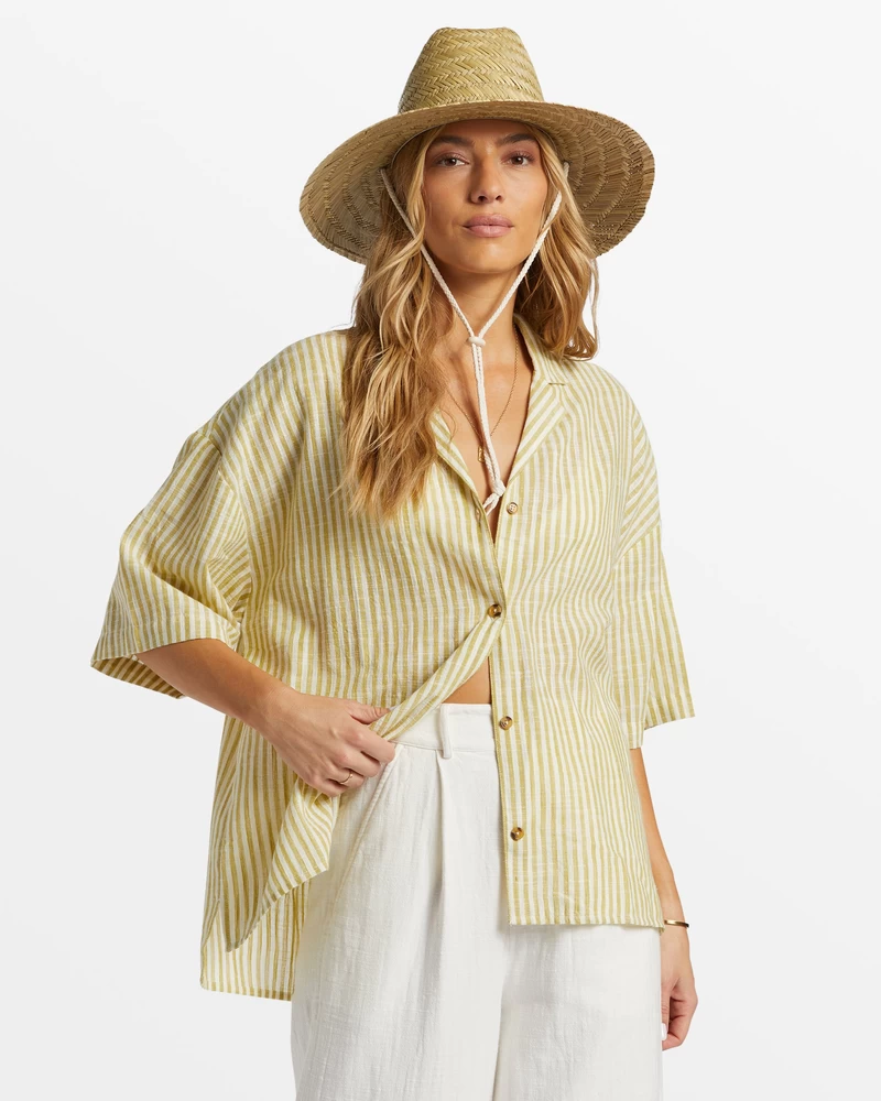 Billabong Beach Side Oversized Short Sleeve Shirt - Moss Joy