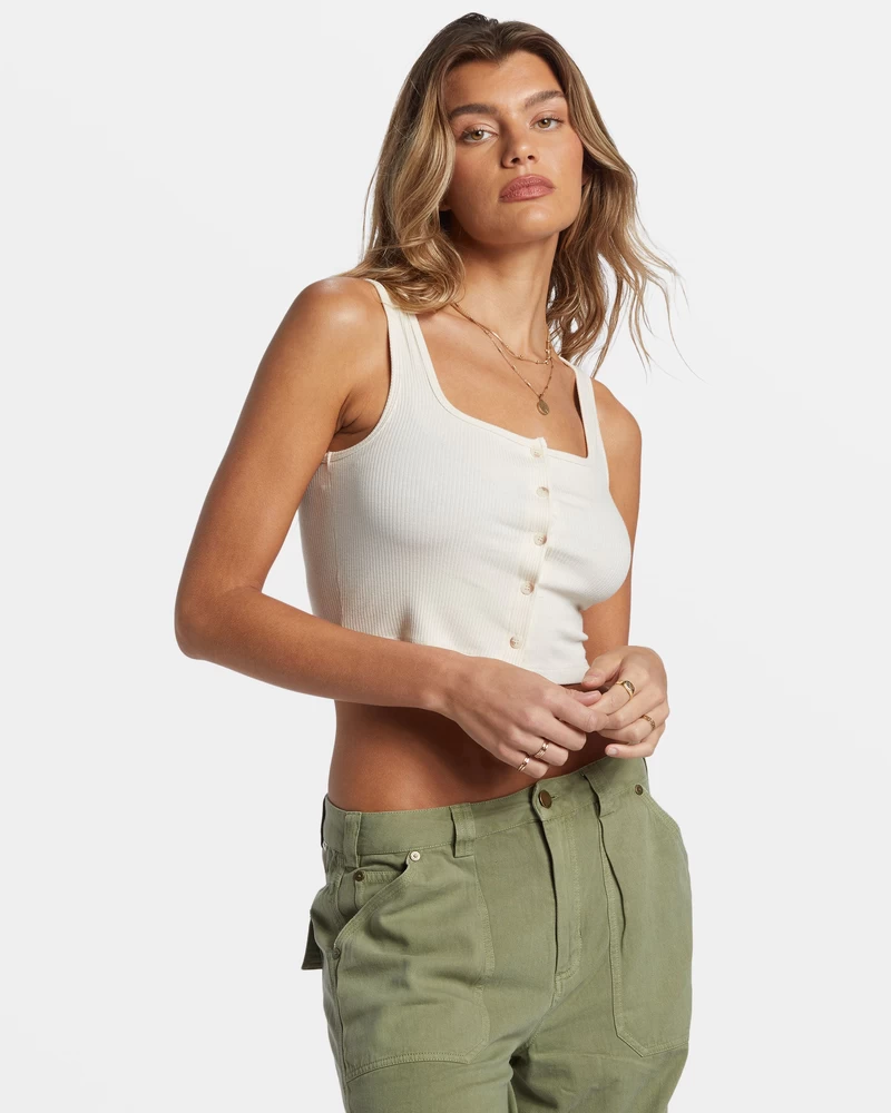 Blusa Cropped Billabong Summerset - Boné Branco