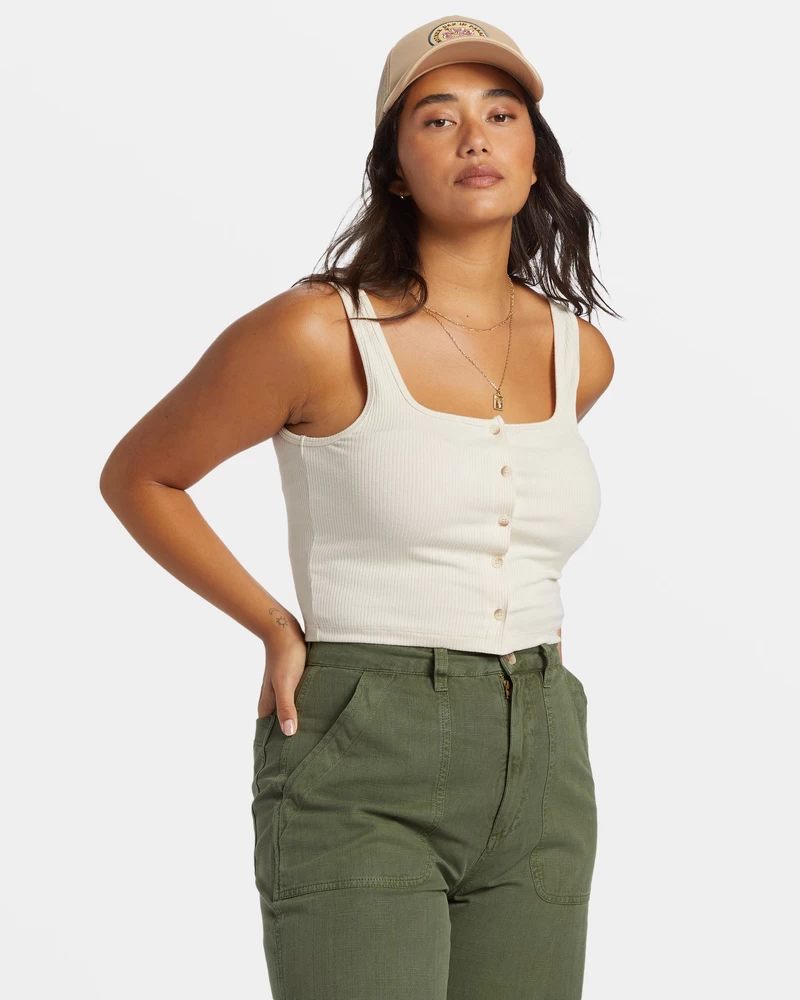 Blusa Cropped Billabong Summerset - Boné Branco