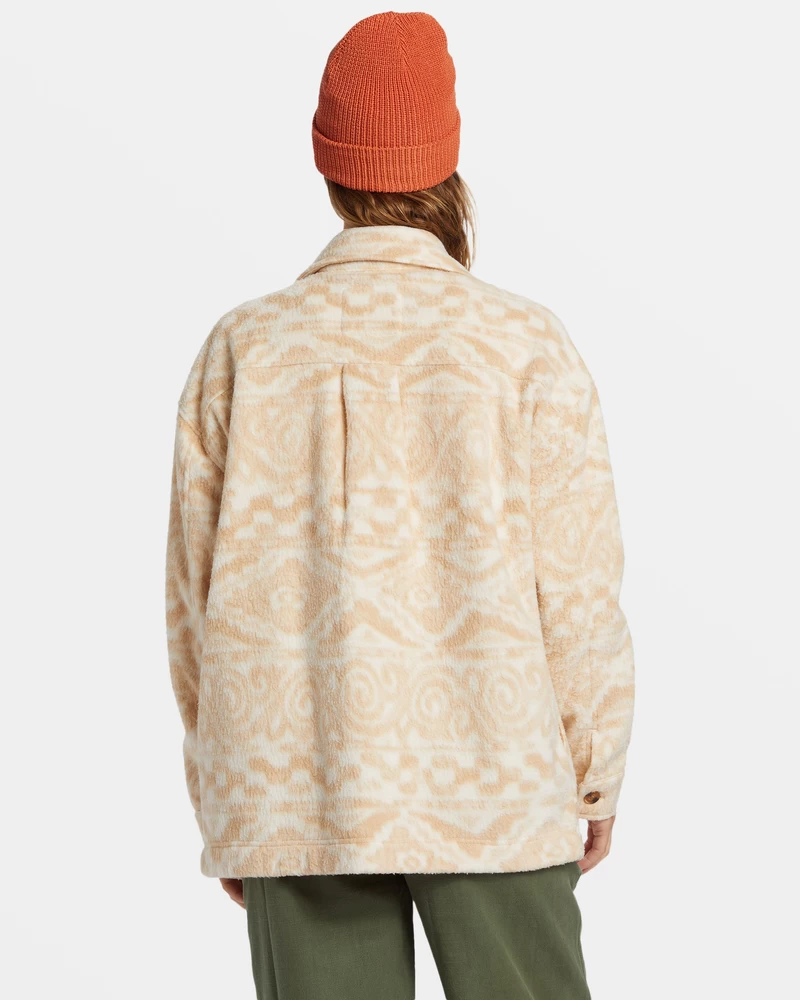 Billabong Happy Camper Shacket Button Sweater - Wet Sand