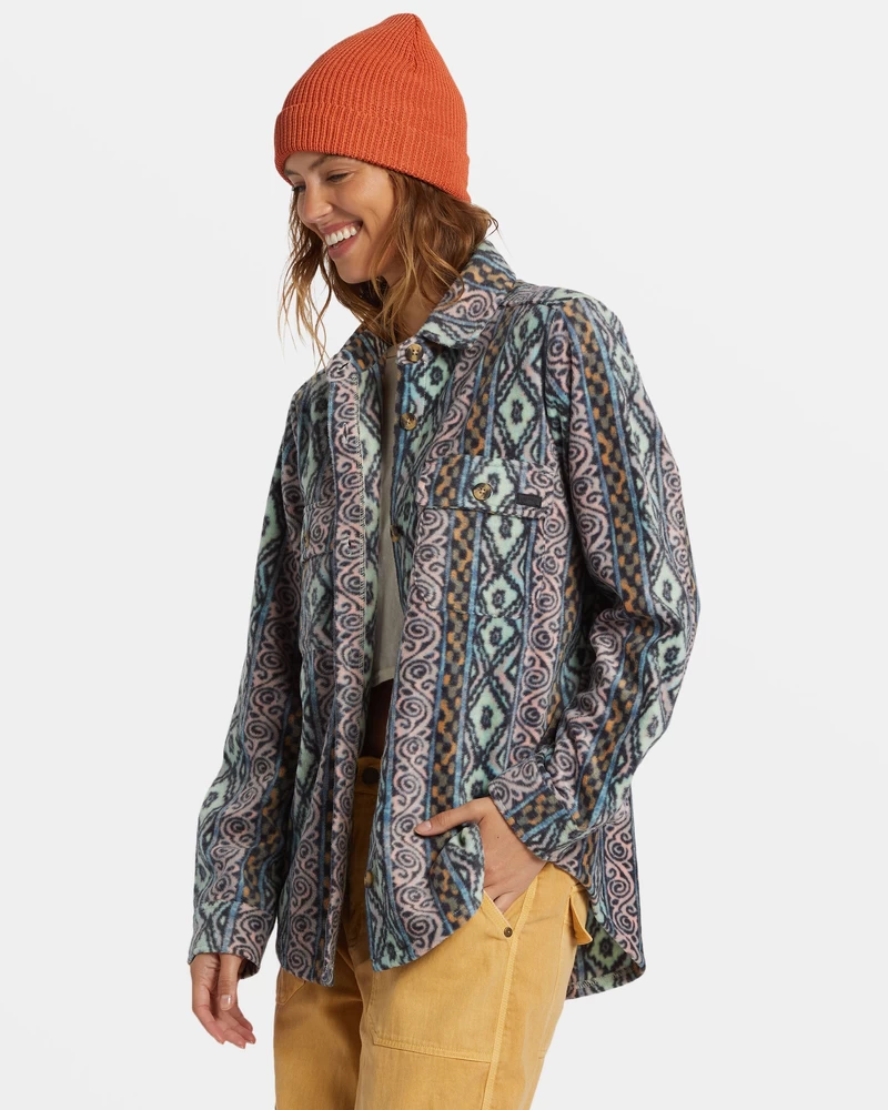 Billabong Forge Fleece Shacket - Dusty Peach