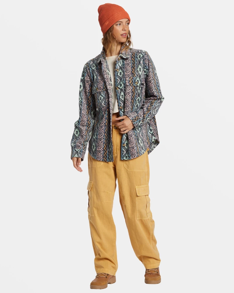 Billabong Forge Fleece Shacket - Dusty Peach