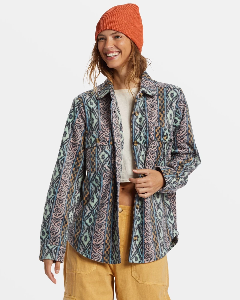 Billabong Forge Fleece Shacket - Dusty Peach