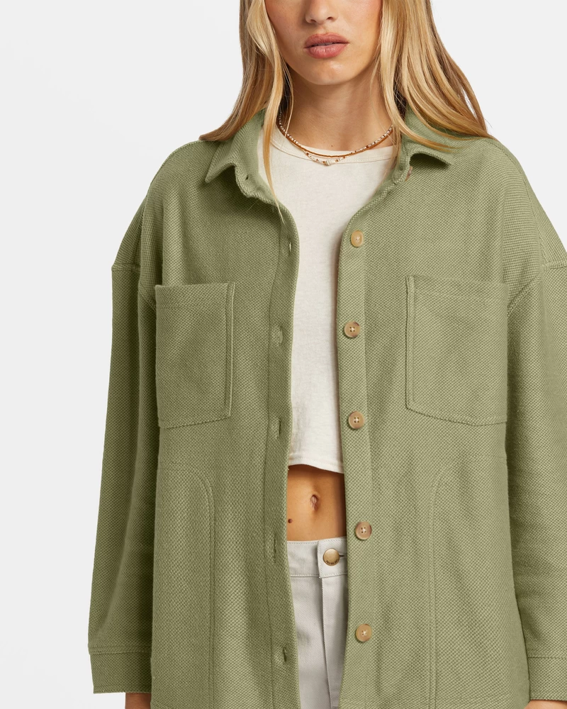 Billabong Everytime Oversized Shacket - Avocado
