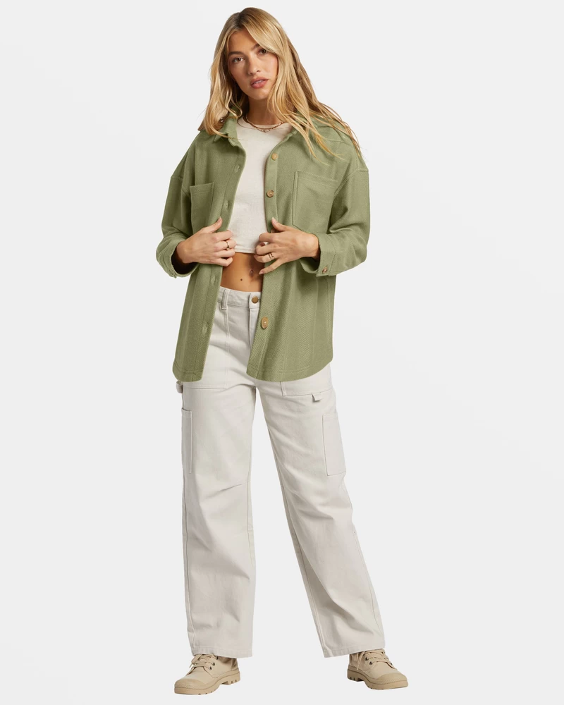 Billabong Everytime Oversized Shacket - Avocado