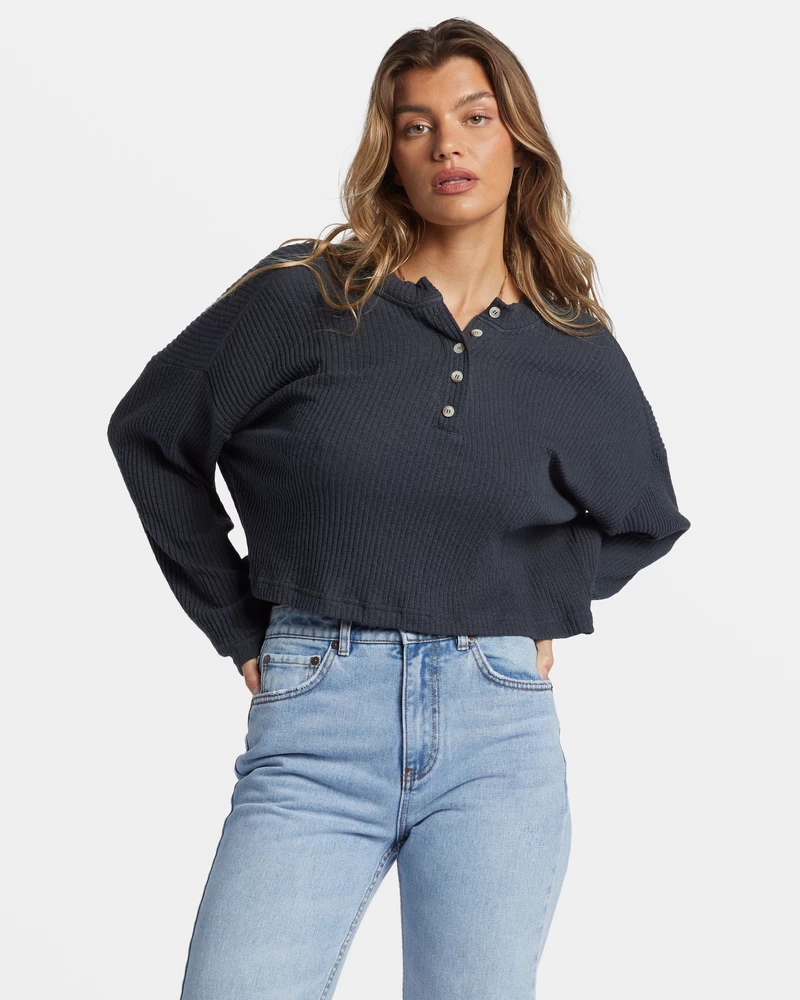 Billabong Good Catch Henley T-paita - Musta Hiekka