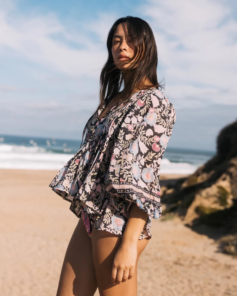 Billabong Adore You Blouson Sleeve Shirt - Black Sands
