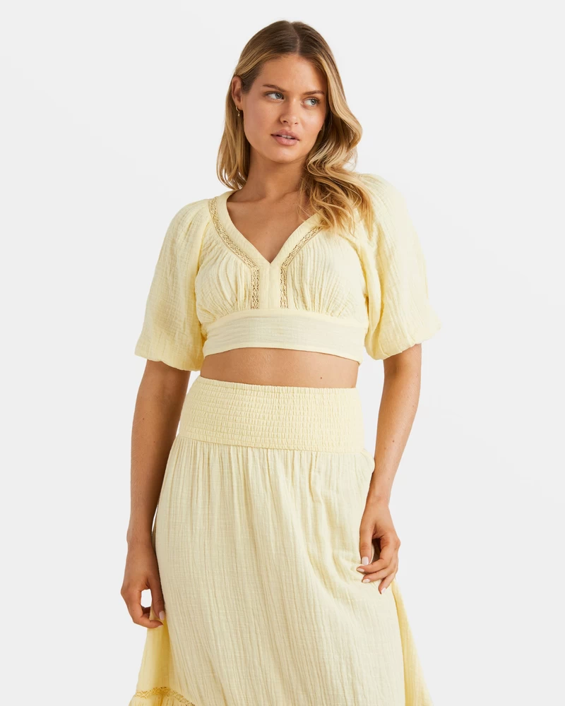 Billabong In The Palms Crop Top - Retro Yellow